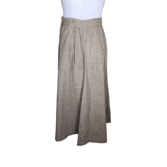 Vintage 70s 80s ALine Mid Length Skirt Button Front Womens Size M Brown Pockets - Picture 3 of 7